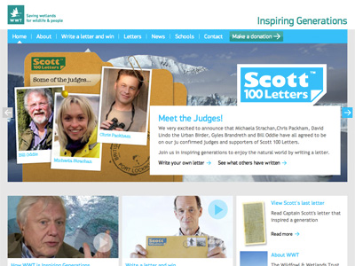 WWT Inspiring Generations website front page